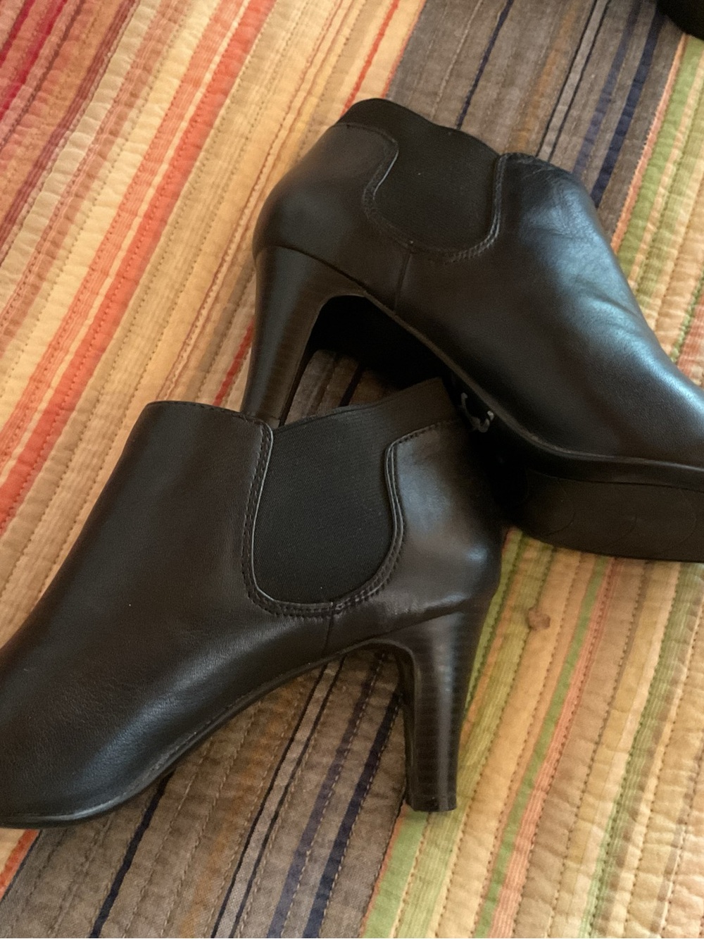 Black Women's Leather Ankle Boots - Sleek High Heel Chelsea Style